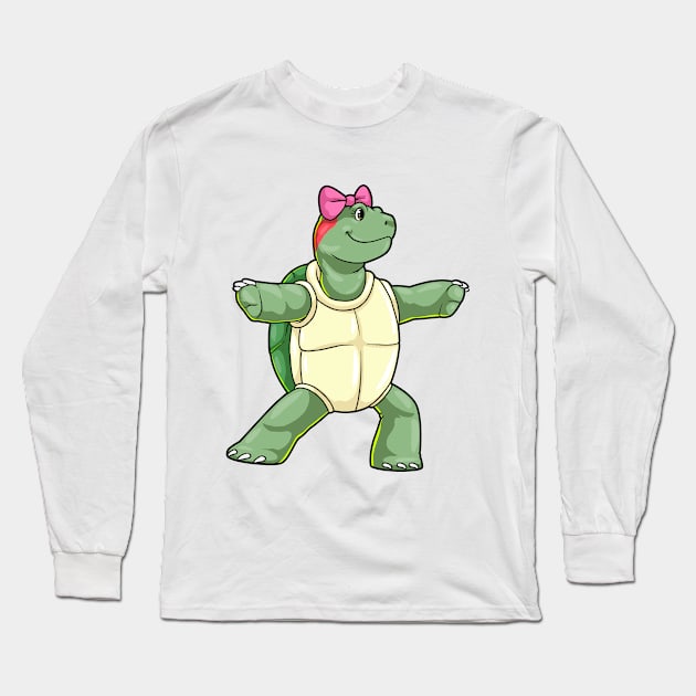 Turtle at Yoga Stretching Legs Long Sleeve T-Shirt by Markus Schnabel